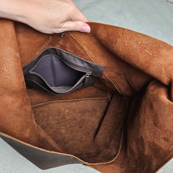 Urban Artisan Quality Brown Leather Boho Tote Bag Braided Strap - Picture 14 of 16